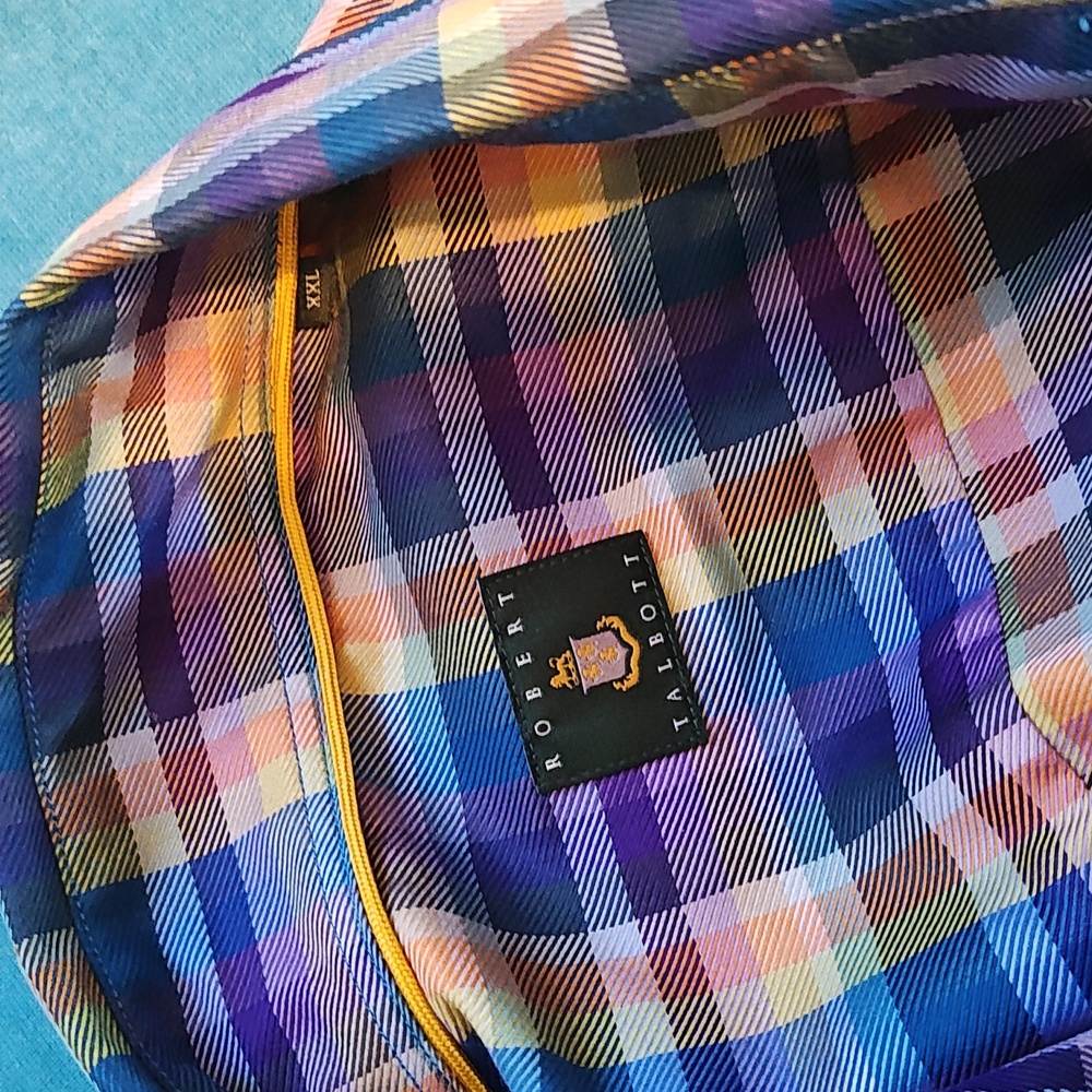Robert Talbott Vibrant Plaid Button Down Shirt - image 7